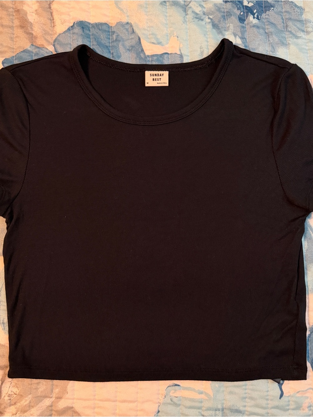 Aritzia Sunday Best Black Short Sleeve Crop Top